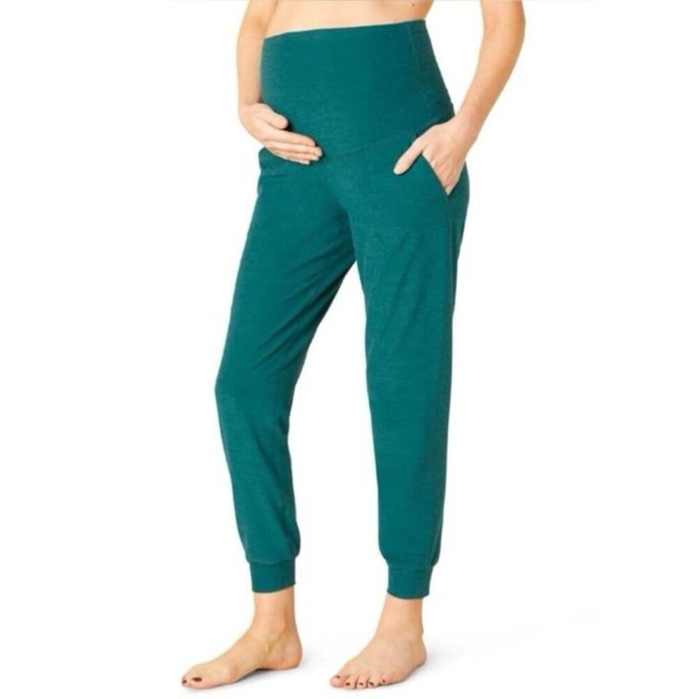 Beyond the Bump Spacedye Maternity Midi Jogger in Blue Teal Heather Size Small
